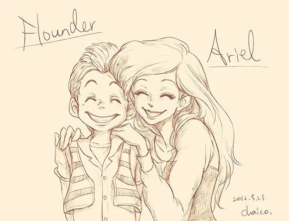 ariel_and_flounder_by_chacckco-d51583c